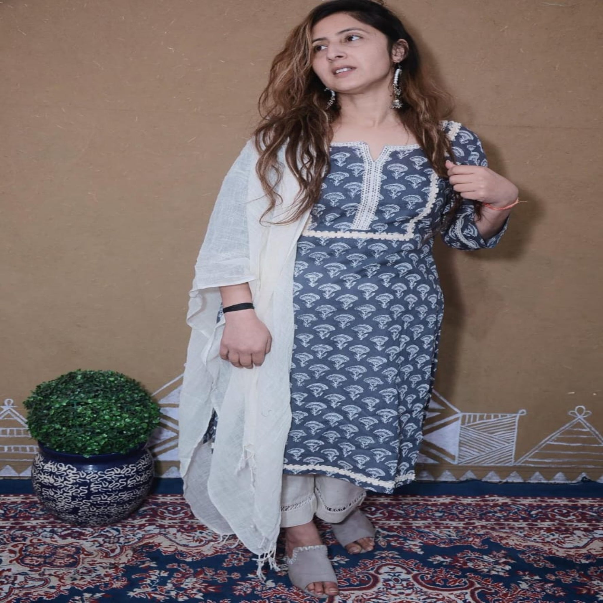 Handblock Printed Cotton Kurta Set